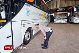 Sambut Arus Mudik Lebaran, Satlantas Polres Majalengka Gelar Rampcheck Armada Bus