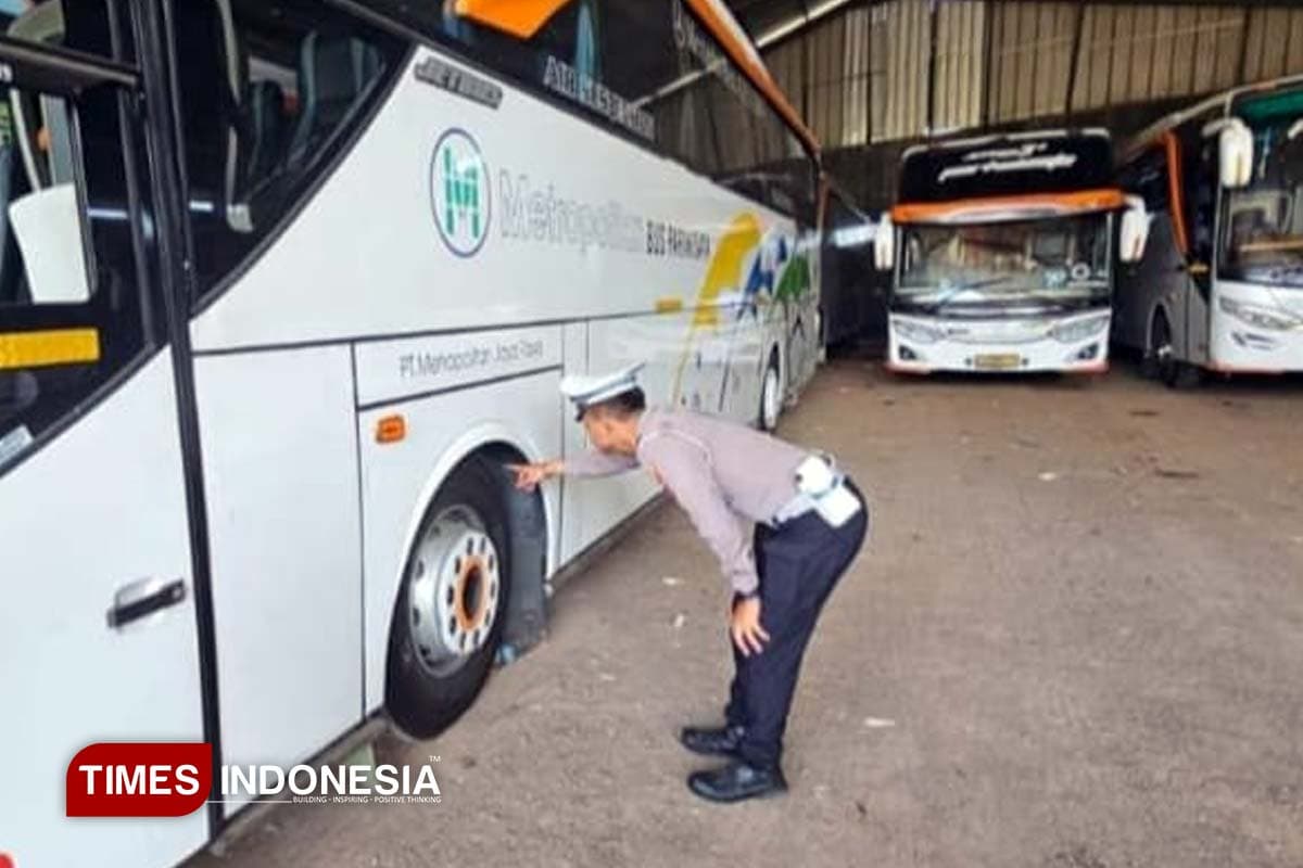 Sambut Arus Mudik Lebaran, Satlantas Polres Majalengka Gelar Rampcheck Armada Bus